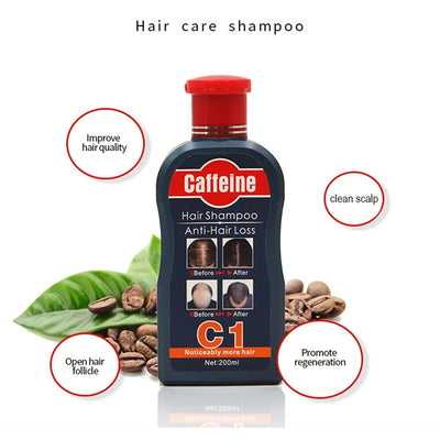 200ml Professional Hair Caffeine Shampoo Hair Regrowth Dense Fast Thicker Hair Growth Shampoo Anti Hair Loss Product