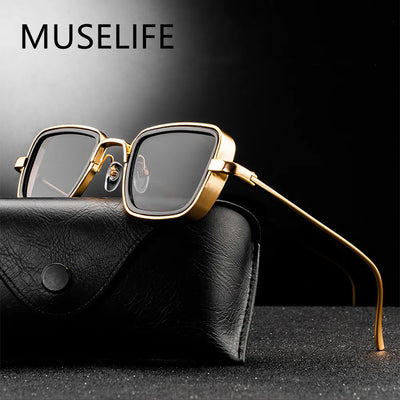 New Vintage Metal Steampunk Sunglasses Men Women Square Sun Glasses For Men Women Stylish Retro Brand Shades Male Female UV400