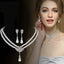 MASA Luxury Bride Pearl Crystal Jewelry Set for Women Korean Temperament Short Collarbone Earring Necklace Set