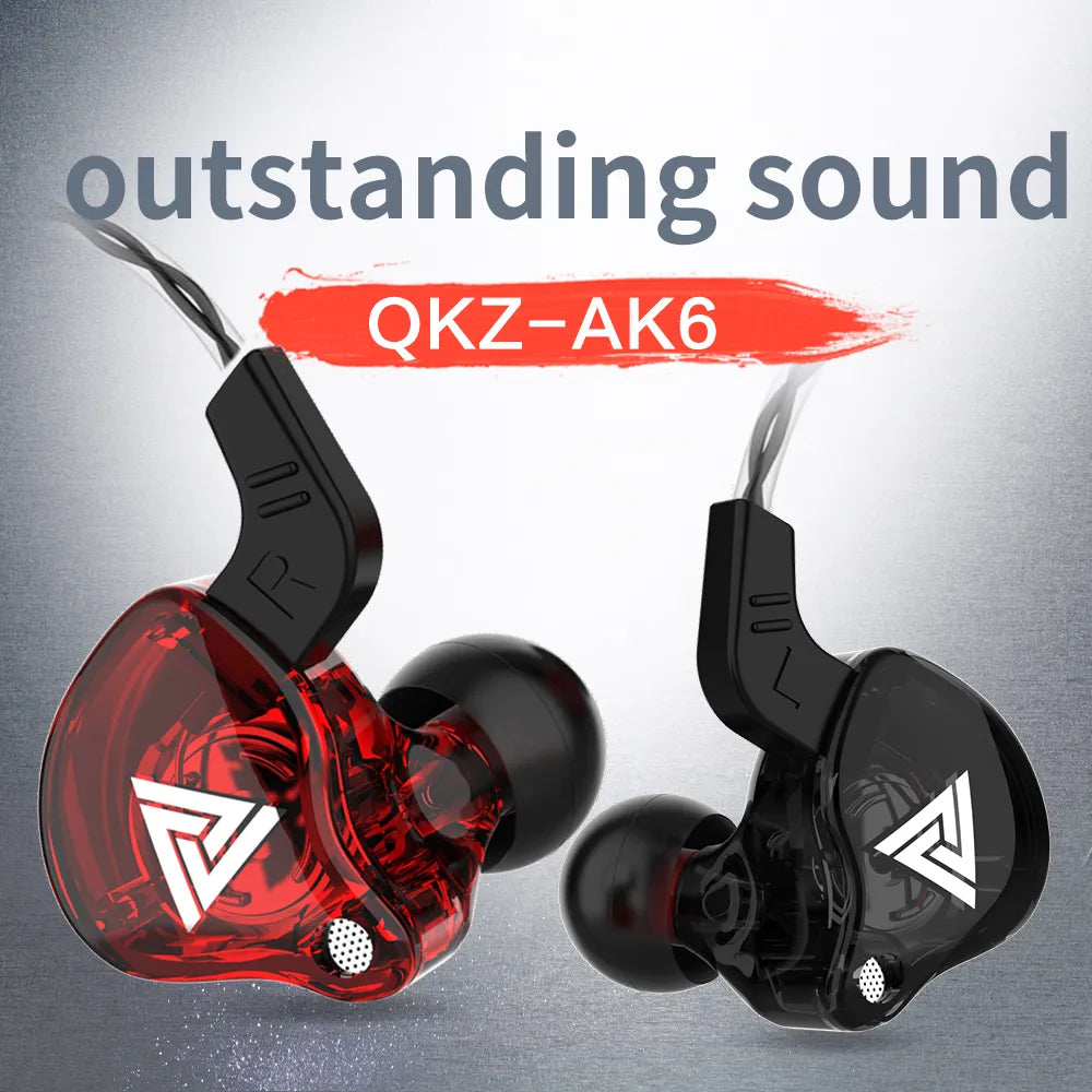 Original QKZ AK6 Copper Driver HiFi Wired Earphone Ps4 Sport Gaming Headphones Bass Stereo Headset Music Earbuds New Users Bonus