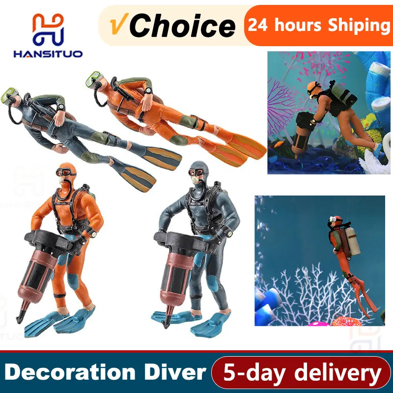 New Aquarium Decoration Diver Figure Diving Model Action Figure Miniature Sea Animal Model Ornaments Floating Fish Tank Decor