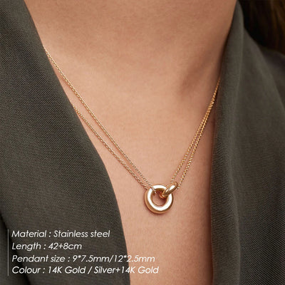 eManco Stainless Steel Two-tone Pendant Women's Short Necklace Popular Fashion Holiday Party Gift Jewelry