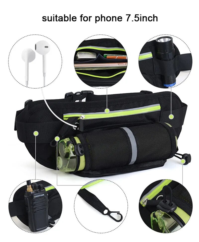 Sports Fanny Pack Running Waist Bag Women Men Belt Bag Phone Hydration Backpack Waterproof Running Accessories Water