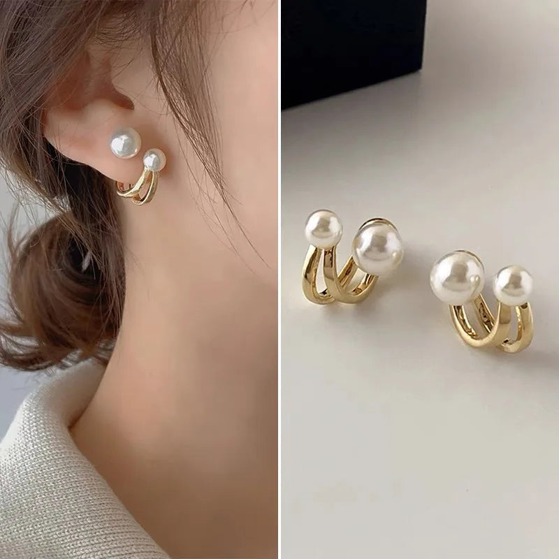 Vintage Elegant Irregular Pearls Stud Earrings for Women 2024 New Trend Daily Accessoire Exquisite Jewelry Boucle Oreille Femme