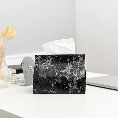 PU Leather Marble Pattern Tissue  Box