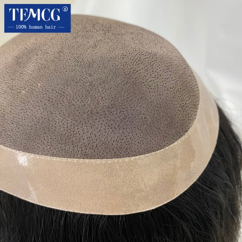 Men Toupee Customized Fine Mono Long Wig For Men 100% Human Hair Men's Wigs Lace&Pu Male Hair Capillary Prosthesis Man Wig