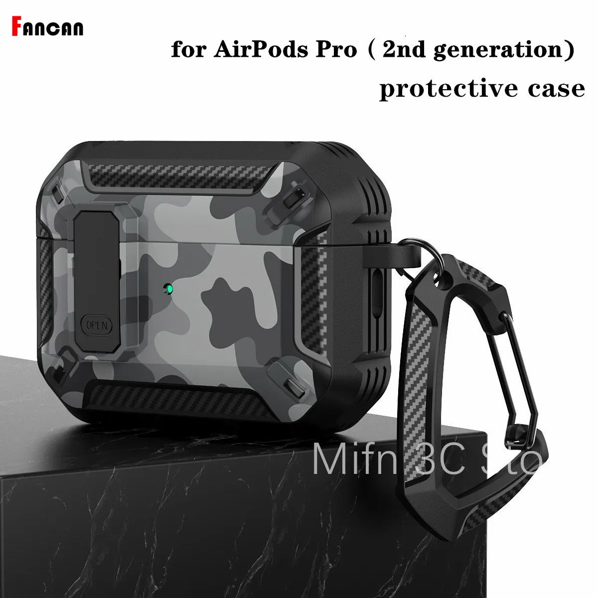 for AirPods Pro 2 Case Shockproof Case for Men with Lock Camouflage Pattern headset Case For Airpods Pro 2nd Generation Case