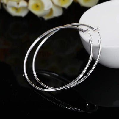 Fashion 925 Sterling Silver 5MM Circle Round Simple Hoop Earrings For Women Wedding Luxury Party Fine Jewelry Christmas