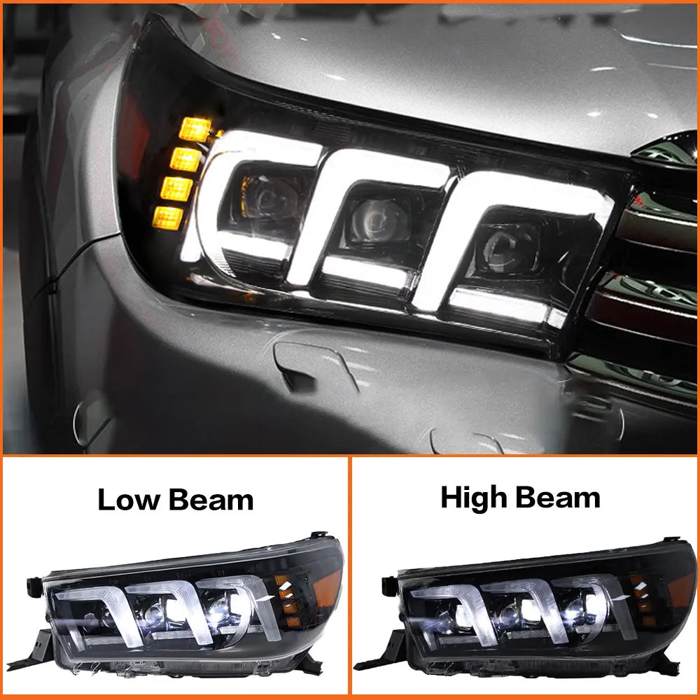 Headlights for Toyota HILUX REVO 2015-2020 LED Head Lamp DRL Running Turn Signal Light Led Angel Eyes Projector Accessories