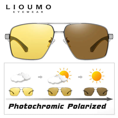 LIOUMO Intelligent Photochromic Sunglasses Men Polarized Night Vision Goggle Women Anti-Glare Driving Glasses UV400 gafas de sol