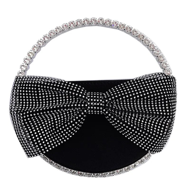 Round Handle Diamond Bow Evening Bag Women Wedding Party Glittering Crystal Clutch Purses And Handbags Designer Luxury Wallets