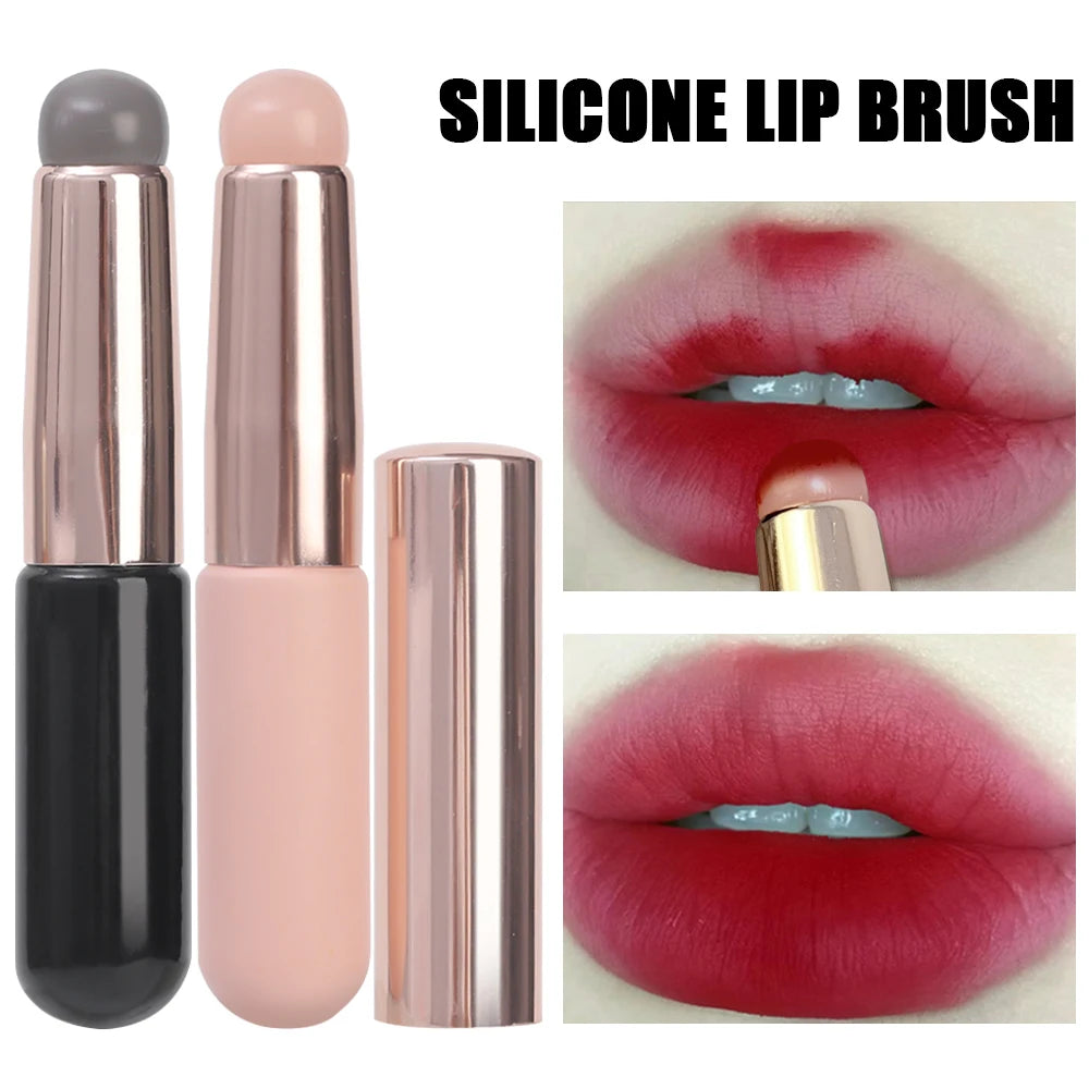 Upgrade Silicone Lip Makeup Brush with Cap Multi-Functional Soft Round Head Concealer Brushes 4PCS Brush for Lip Balm Lipstick