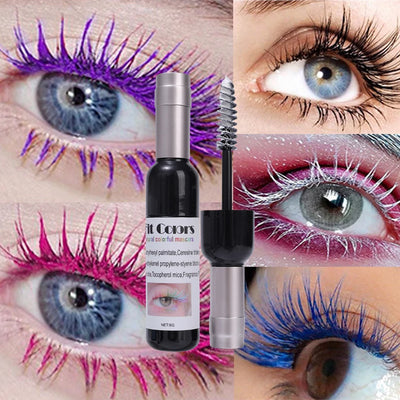 Natural Color Mascara Long Lasting Blue White Green Pink Black Eyelash Non-smudding Fast-Dry Curling Enhanced Volume Eye Makeup