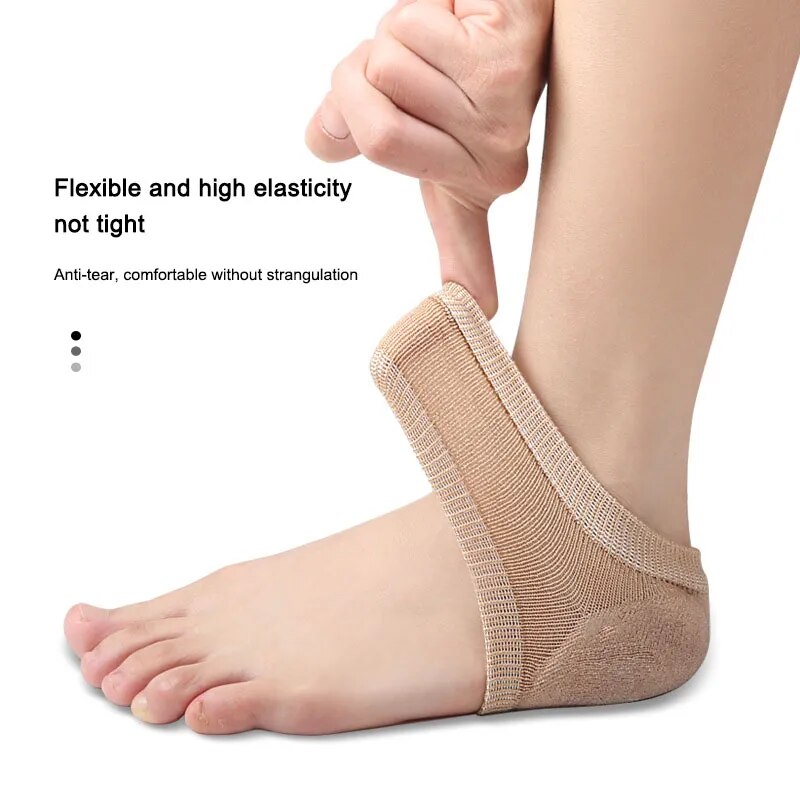 Gel Silicone Heel Protector Sleeve Heel Pads Heel Cups Plantar Fasciitis Support Feet Care Skin Repair Cushion Half-yard Socks