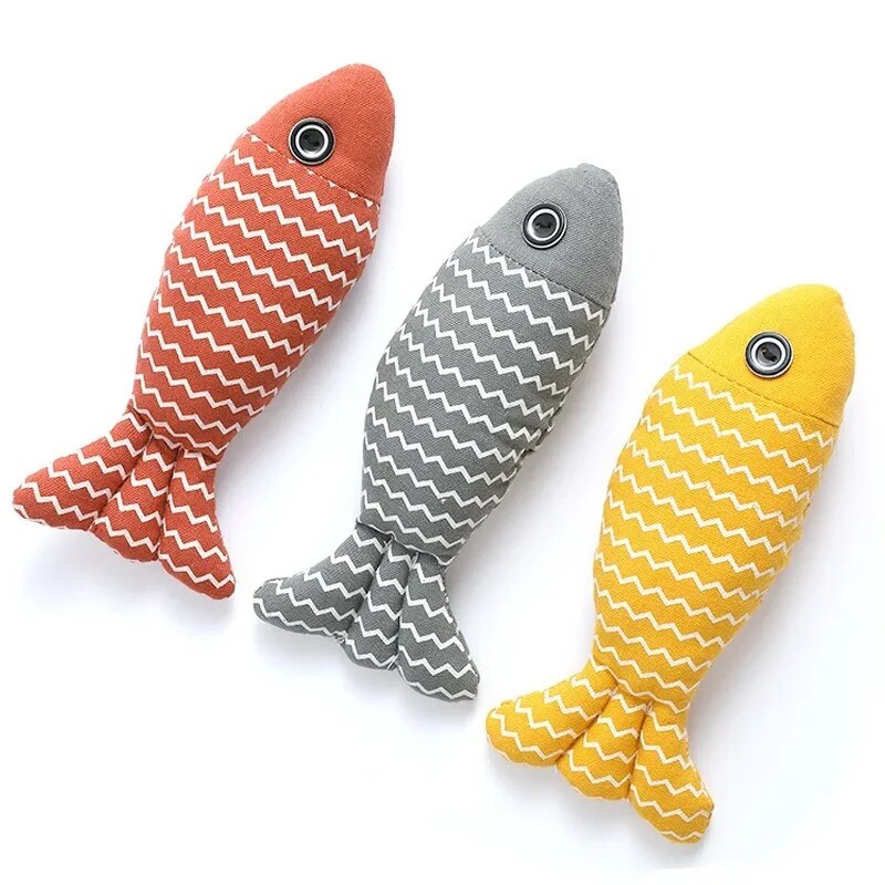 Pet Products  Pet Toys Dog Accessories Plush Cat Toy Wave Fish with Mint Cat Pet Toy Wear-resistant and Scratch-resistant plush