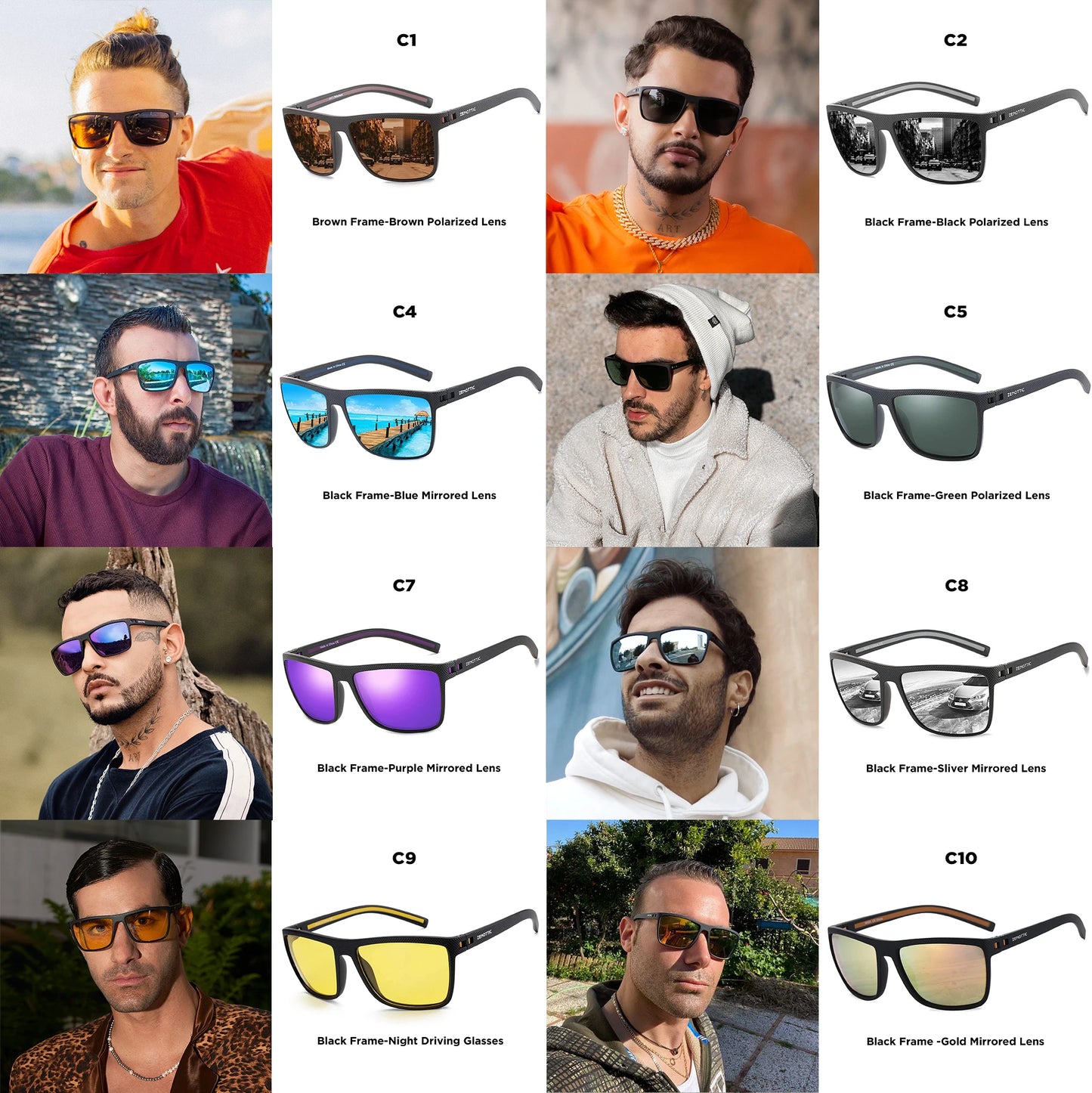 ZENOTTIC Fashion Polarized Sunglasses Shade for Women Men Lightweight TR90 Frame UV400 Protection Square Sun Glasses 2022 2023