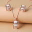 Ladies Rectangular Opal Necklace & Earrings Jewelry Set Rhinestone Imitation Gemstone Pendant Stud  Birthday