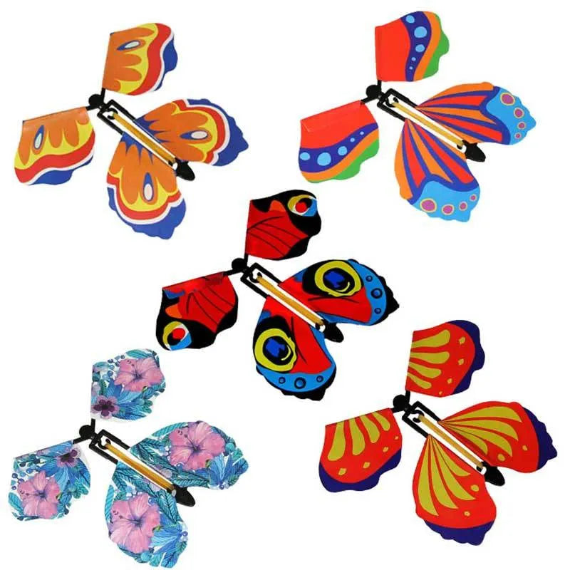 1-10Pcs Magic Wind Up Flying Butterfly