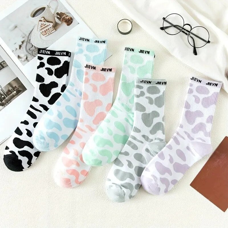 6 Pairs of Cute Flower Cartoon Cotton Socks For Fashionable Spring and Summer Soft and Comfortable Harajuku Socks