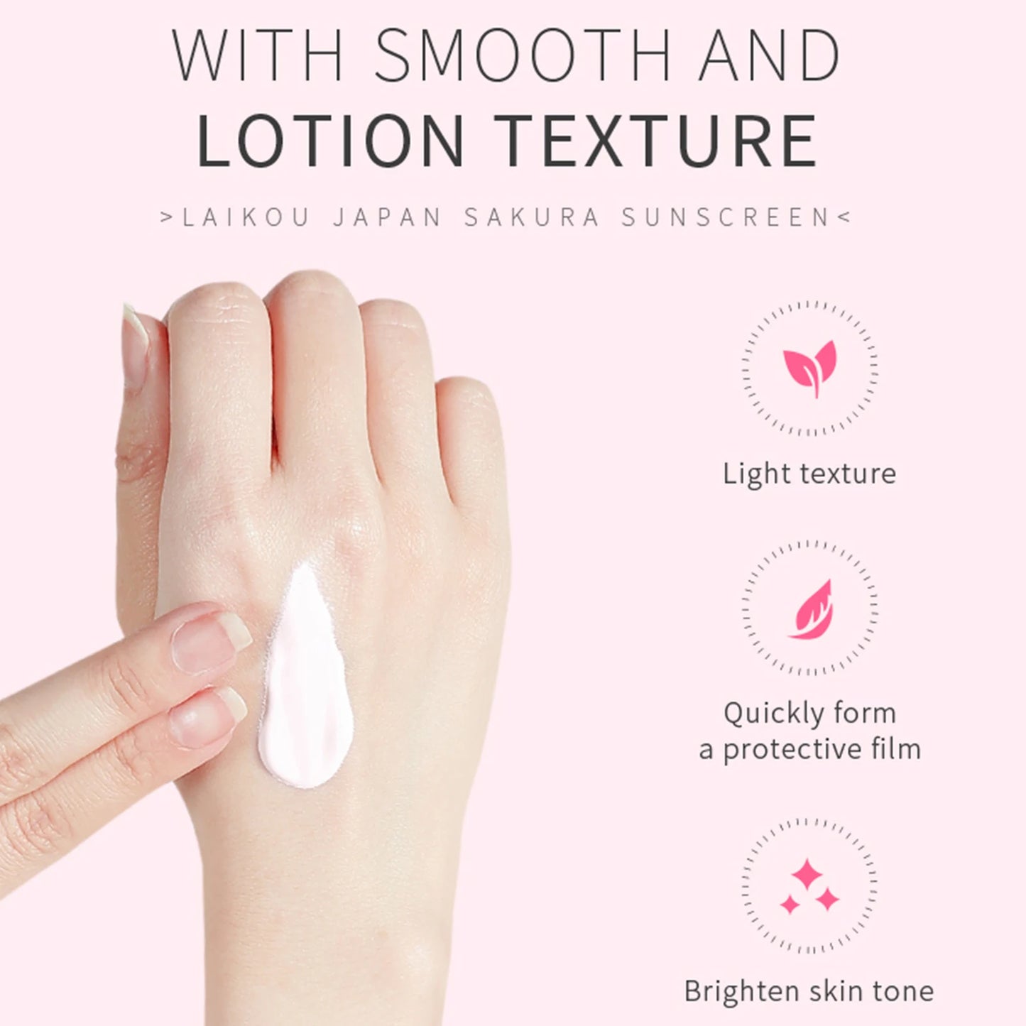 LAIKOU Face Body Whitening Sakura Sunscreen Cream SPF50+ Refreshing Waterproof UV Protector Concealer Moisturizing Brightening