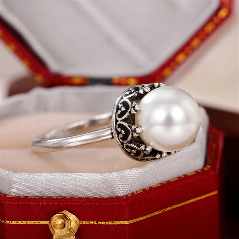 CAOSHI Chic Delicate Design Proposal Ring Female Wedding Accessories with Simulated Pearl Graceful Jewelry for Engagement