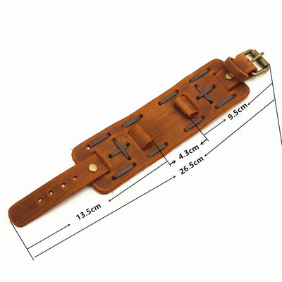 20mm Handmade Stitched Genuine Leather WatchStrap Men Punk Watchband Women Pin Belt Strap Watch Accessories