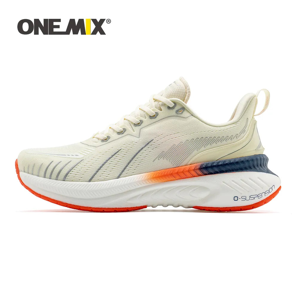 ONEMIX White Road Running Shoes for Men Air Cushion Outdoor Sport Shoes Male Trainers Summer Jogging Shoes Women Footwear