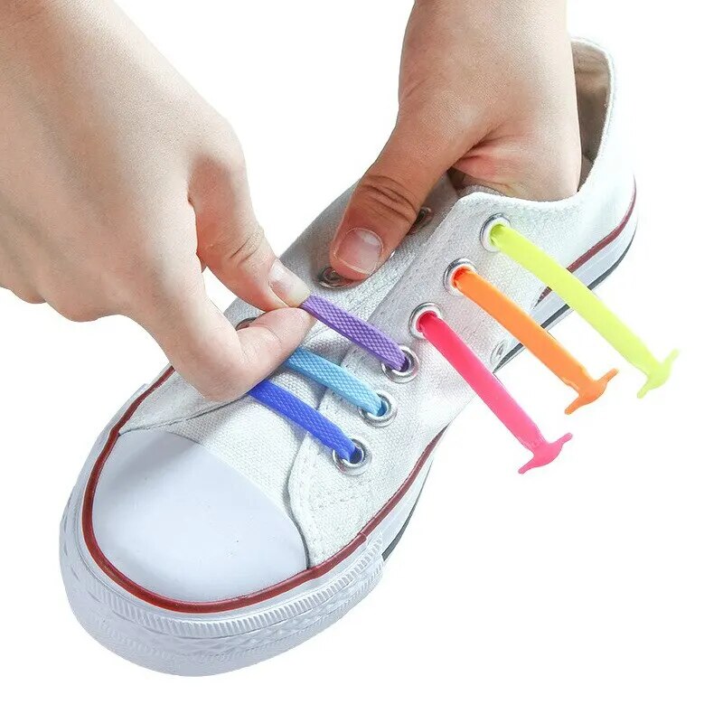 16pcs/set Silicone Elastic Laces No Tie Up Shoe Laces Lazy Shoe Laces T Shaped No Tie Ups Men Women Lacing