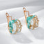 Wbmqda Big Square Light Green Stone Drop Earrings For Women 585 Rose Gold Color Fashion Zircon Jewelry Accessories