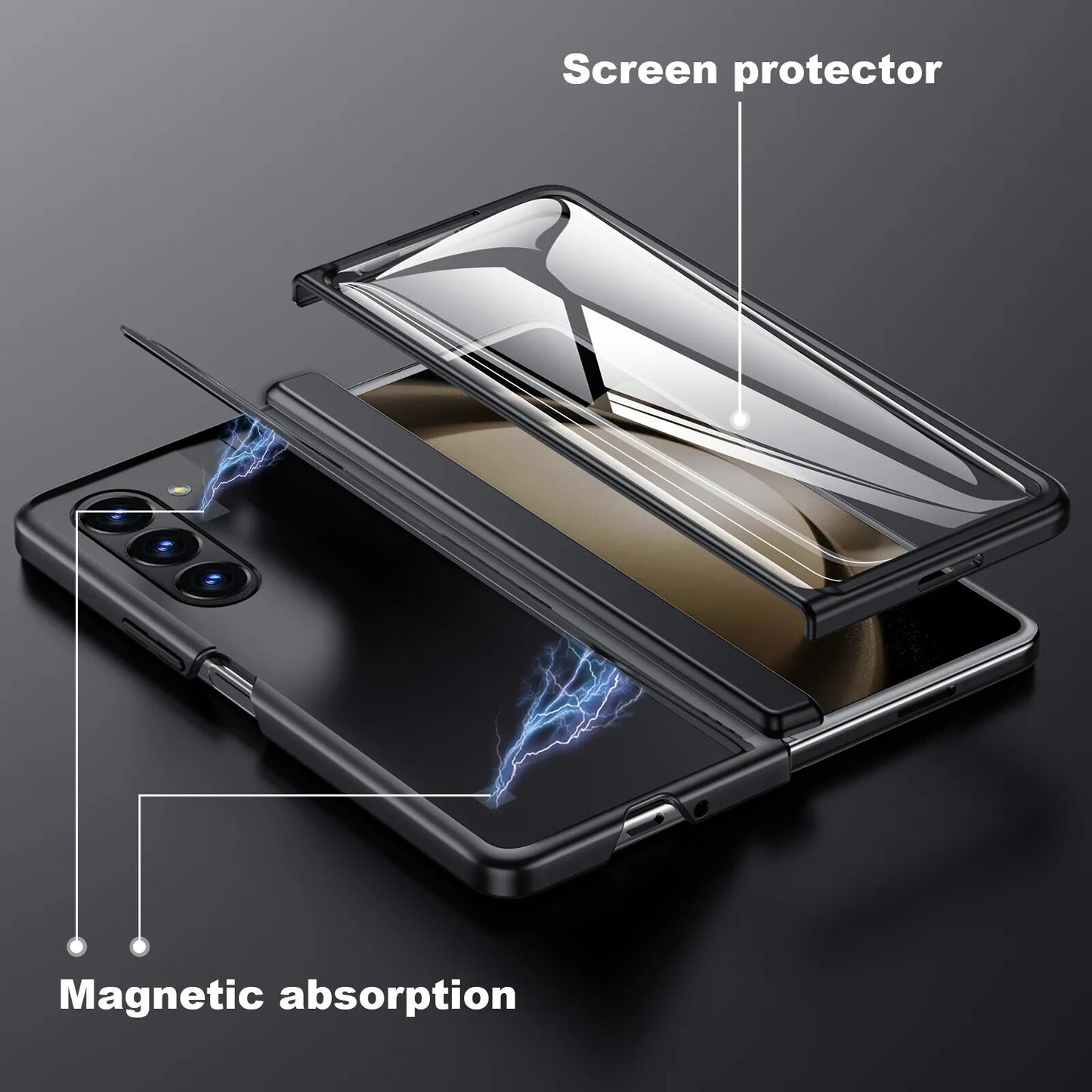 Shockproof Armor Case for Samsung Galaxy Z Fold 5 4 With Hidden Kickstand Hinge Protection Rugged Case Built-in Screen Protector