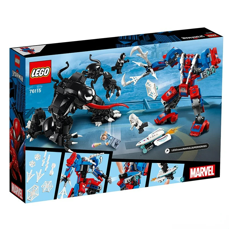 LEGO 76115 Super Heroes Spider Mech vs. Venom Fight Building Set Minifigures Toy Vehicles for Kids CHristmas Gift (604 Pieces)