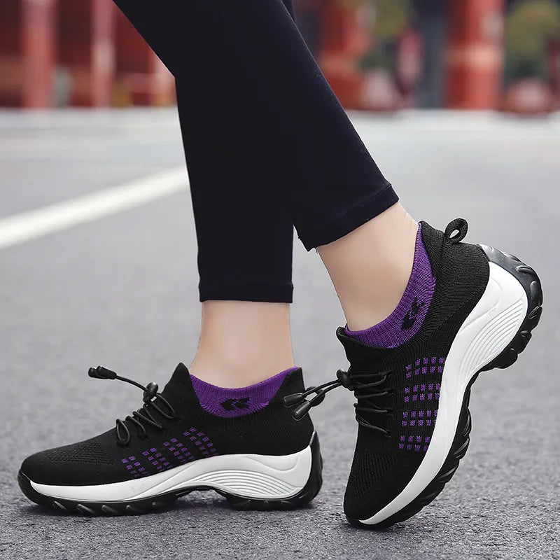 Women's Walking Shoes Fashion Sock Sneakers Breathe Comfortable Nursing Shoes Casual Platform Loafers Non-Slip