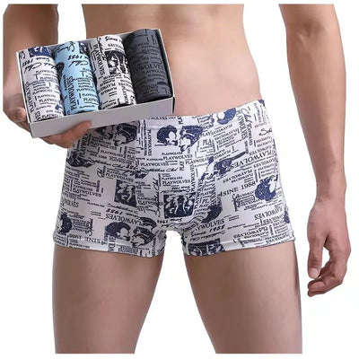 Men's Panties 4pcs/Lot  Male Underpants Man Pack Shorts Boxers Underwear Fashion  Mens Boxer Ultrathin Large Size L-4XL