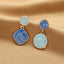 Korean Square Round Drop Earrings Unique New Blue Color Asymmetric Geometric Hang Earrings For Women Trendy Fashion Jewelry Girl