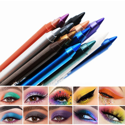 Quick-Dry Eyeliner Pencil Long Lasting Waterproof Eye Liner Pen Fashion Colorful Liquid Eyeliner Shiny Whitening Cosmetic