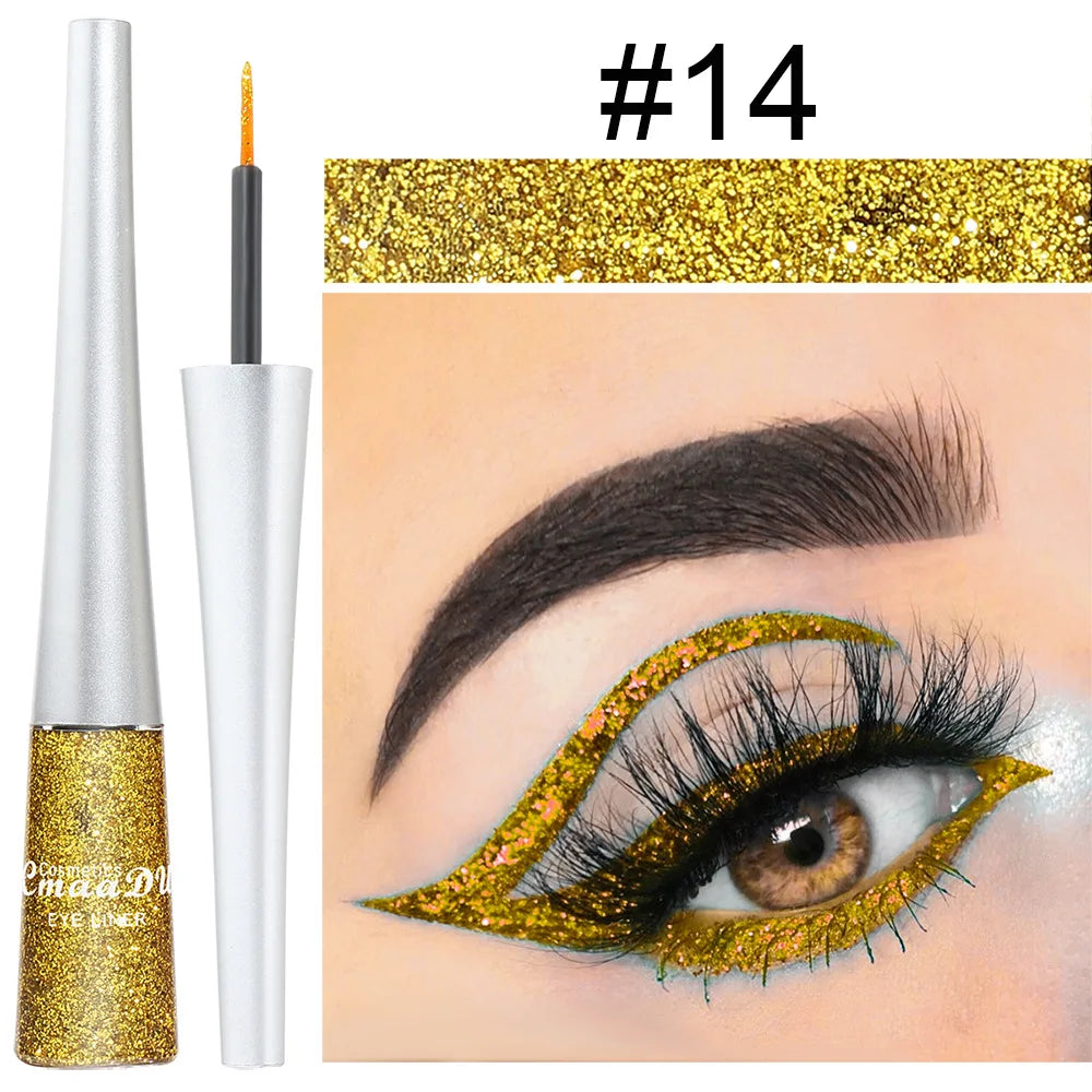 1PC Liquid Shiny Eye Liners Pigment Silver Green Gold Glitter Professional Waterproof Eyeliners Beauty Cosmetics Women Makeup