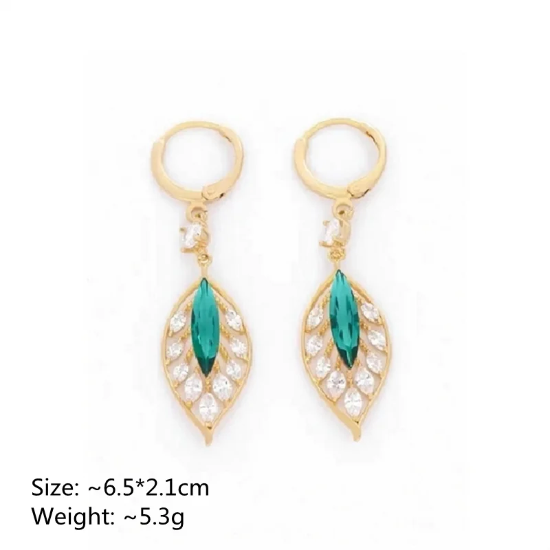 Light Luxury Green Zircon Earring Female Fashion Atmosphere Crystal Leaf Earrings Party Anniversary Jewelry Bijoux Gift Hot Sale