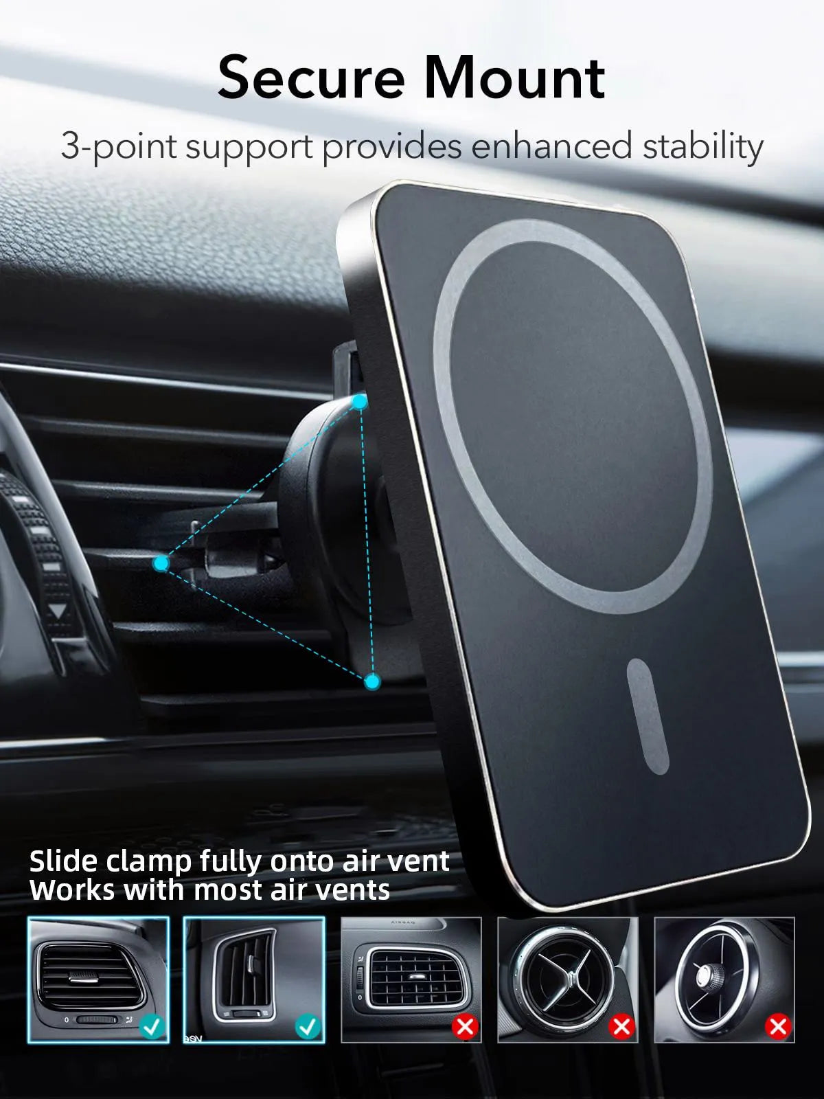 15W Magnetic Wireless Car Charger Mount Adsorbable Phone For iPhone 15 14 13 Pro Max adsorption Fast Wireless Charging Holder