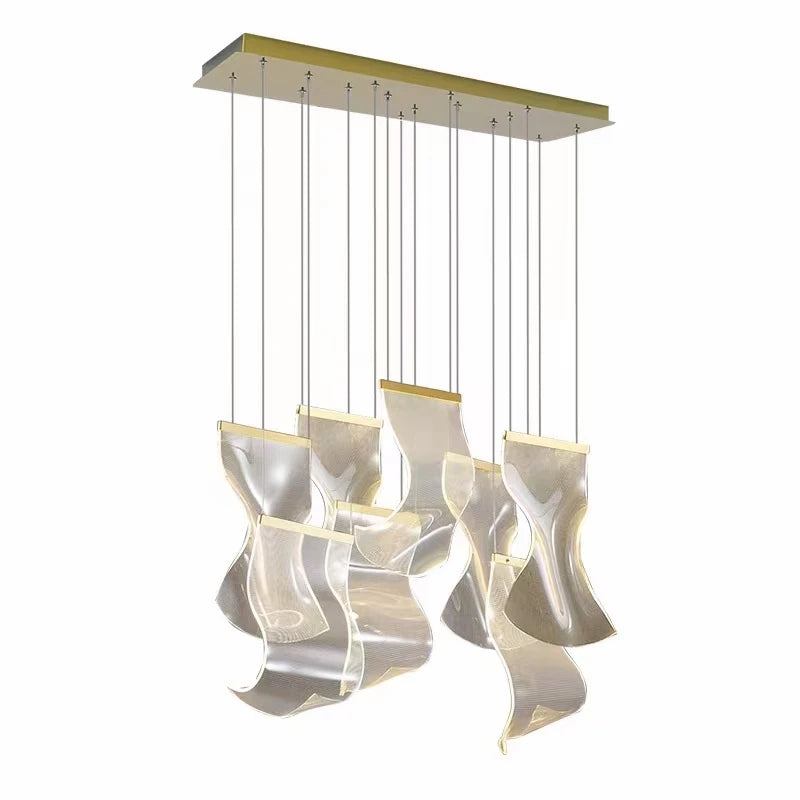 Designer Acryl Hanging Lamps Gold/Black living room lighting LED Chandelier Lighting Suspension Luminaire Stairs Pendant Lamp