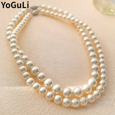 Fashion Jewelry Vintage Elegant Temperament Glass Simulated Pearl Necklace For Women Female Party Wedding Gift Accessories