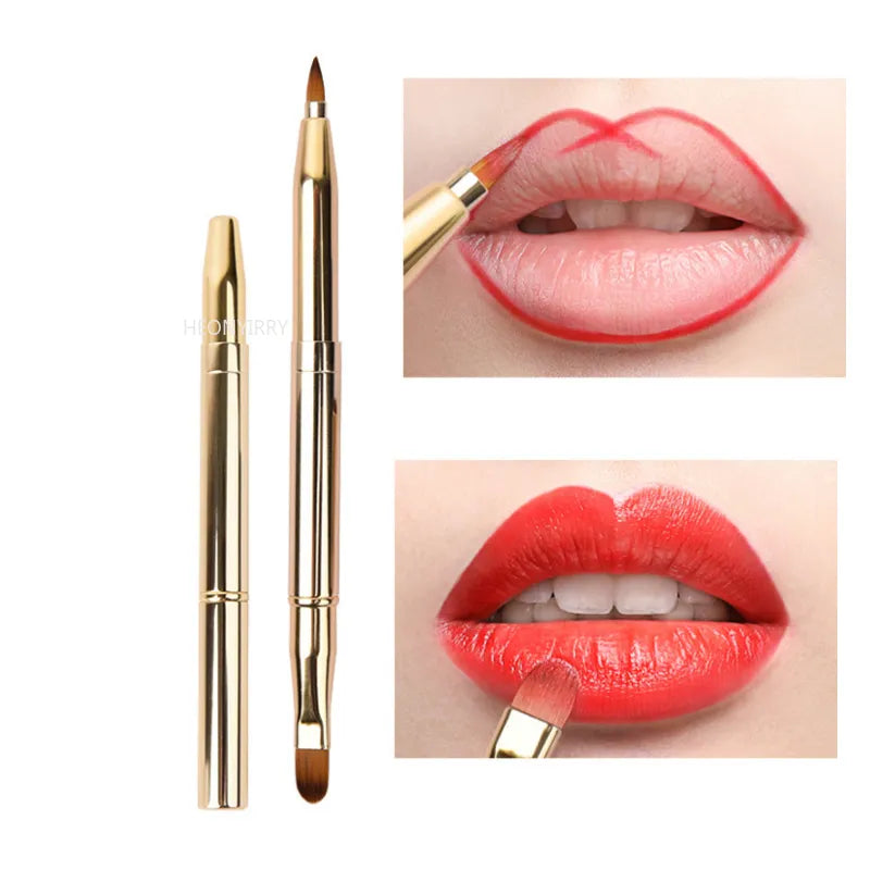 Retractable Lip Makeup Brush Lipstick Lip Gloss Brush Telescopic Dual Use Lip Eyeshadow Brush Beauty Tools With Protect Cap