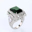 Huitan Hyperbole Square Green Cubic Zirconia Rings Women Wedding Anniversary Party Gorgeous Lady's Special-interested Jewelry