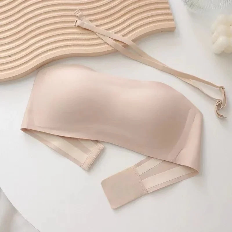 Women's bra strapless underwear thin non slip non marking invisible collection breast supplement  jelly bra