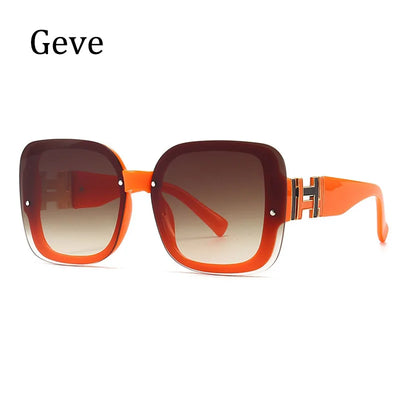 Fashion Orange Women's Square Sunglasses Trendy Luxury Brand Gradient Lenses Sun Glasses Ladies 100% UV400 Protection