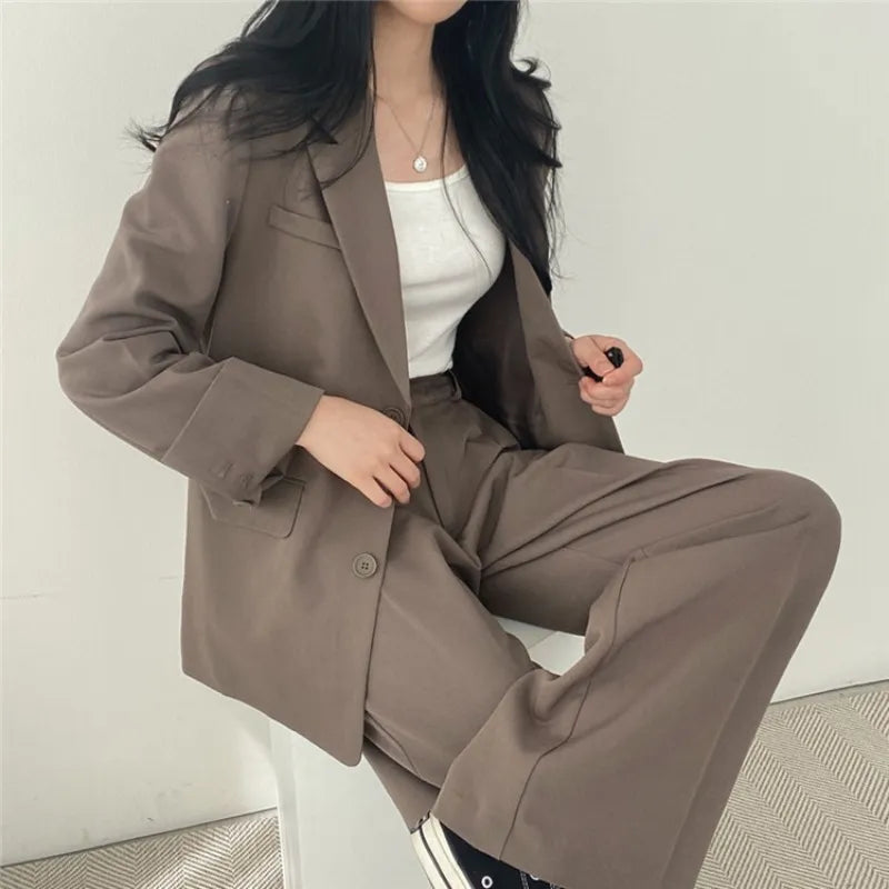 Women's Suit Fashion Casual Temperament Tops Coat Pants Two-piece Lady Korean Office Commuting Blazer Set 2023 Spring Autumn New