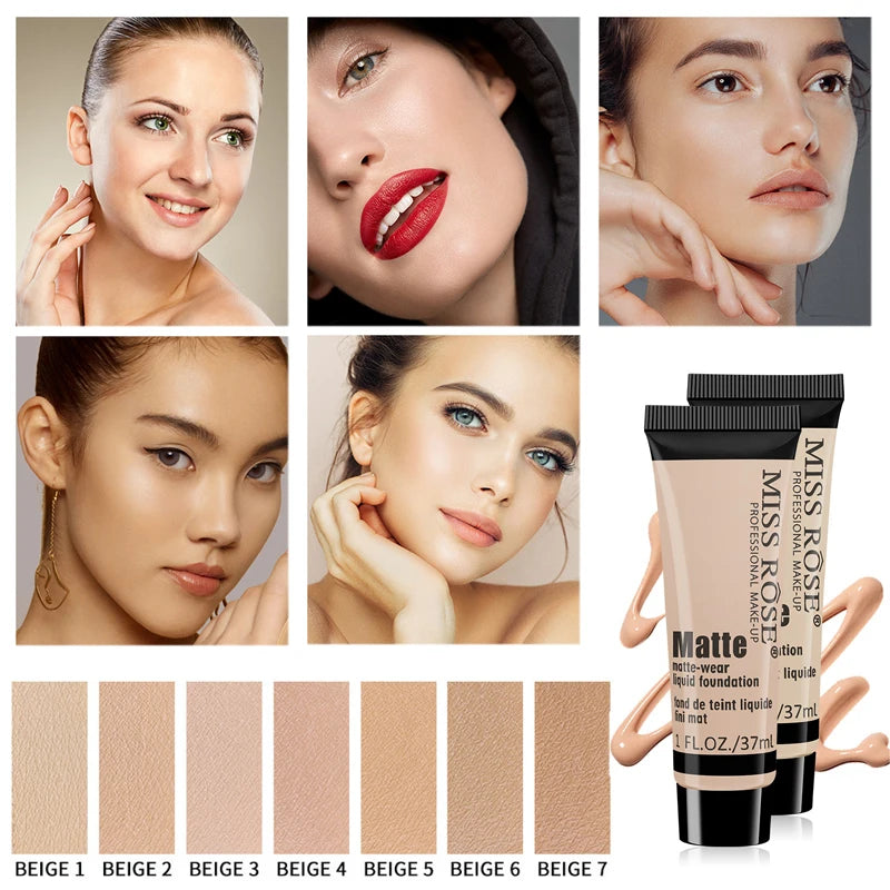 Professional Base Liquid Foundation Korean Makeup Primer Cream Matte Beige Concealer Long-lasting Full Cover Facial Cosmetics