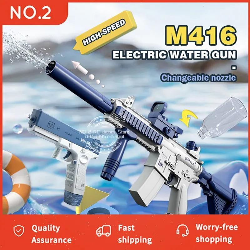 Summer Fully Automatic Electric Water Gun Rechargeable Long-Range Continuous Firing Space Party Game Splashing Kids Toy Boy Gift