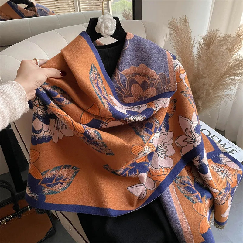 2023 Fashion Luxury Scarf Winter Women Shawls Warm Blanket Wraps Female Foulard Bandana Thick Print Scarves New Neckerchief