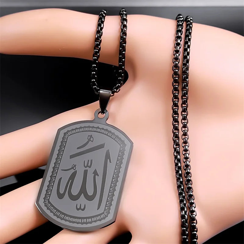 Black color Allah Necklaces Men/Women Stainless Steel