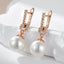 Kinel Luxury 585 Rose Gold Color Pearl Drop Earrings Women Unique Geometric Full Natural Zircon Accessories Daily Jewelry Gift